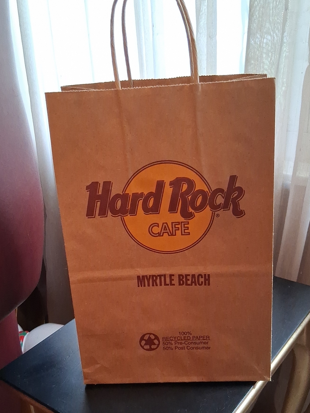Hard Rock Myrtle Beach Brown Paper Shopping Bag